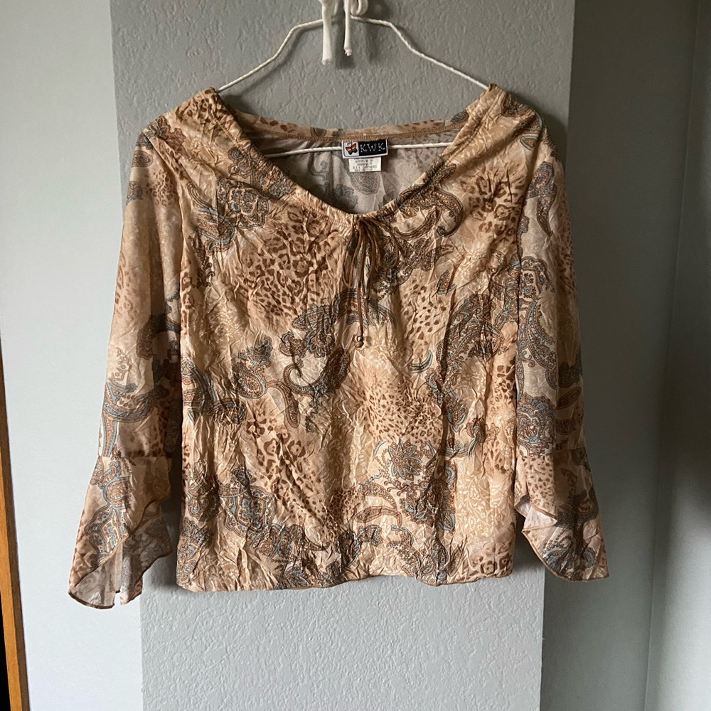 Vintage Y2K Paisley Leopard Print Western Top